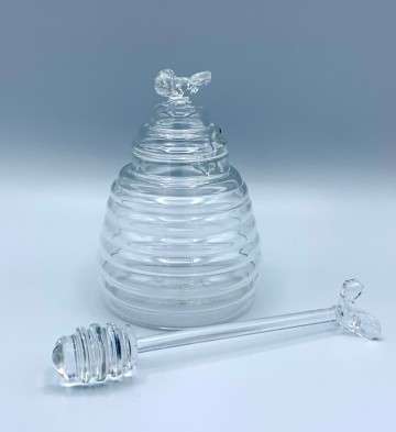 Glazen honingpot met lepel1